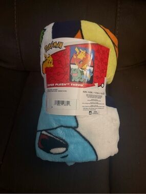 Pokemon Plush Throw Blanket - Blue, Yellow, White, Green, Orange